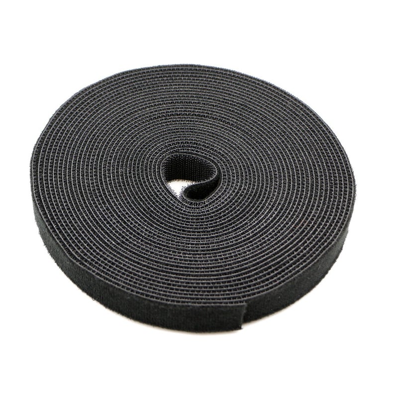 Saisn Reusable Fastening Tape Cable Ties 3/4 Inch Double Side Hook Roll (10 Yard, Black) - Image 1